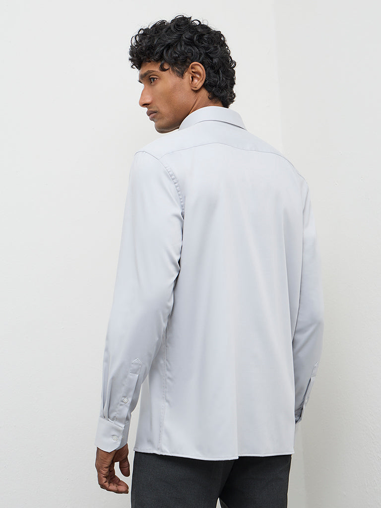 WES Formals Grey Solid Slim-Fit Shirt