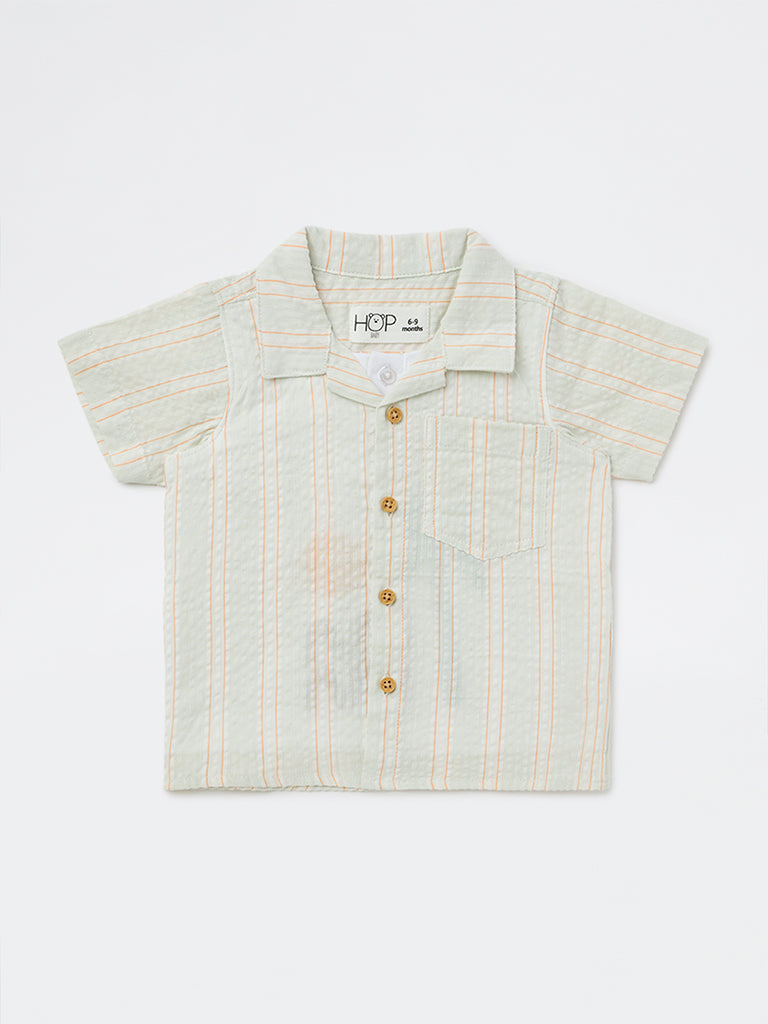 HOP Baby Boys Multicolour Striped Cotton-Blend Shirt