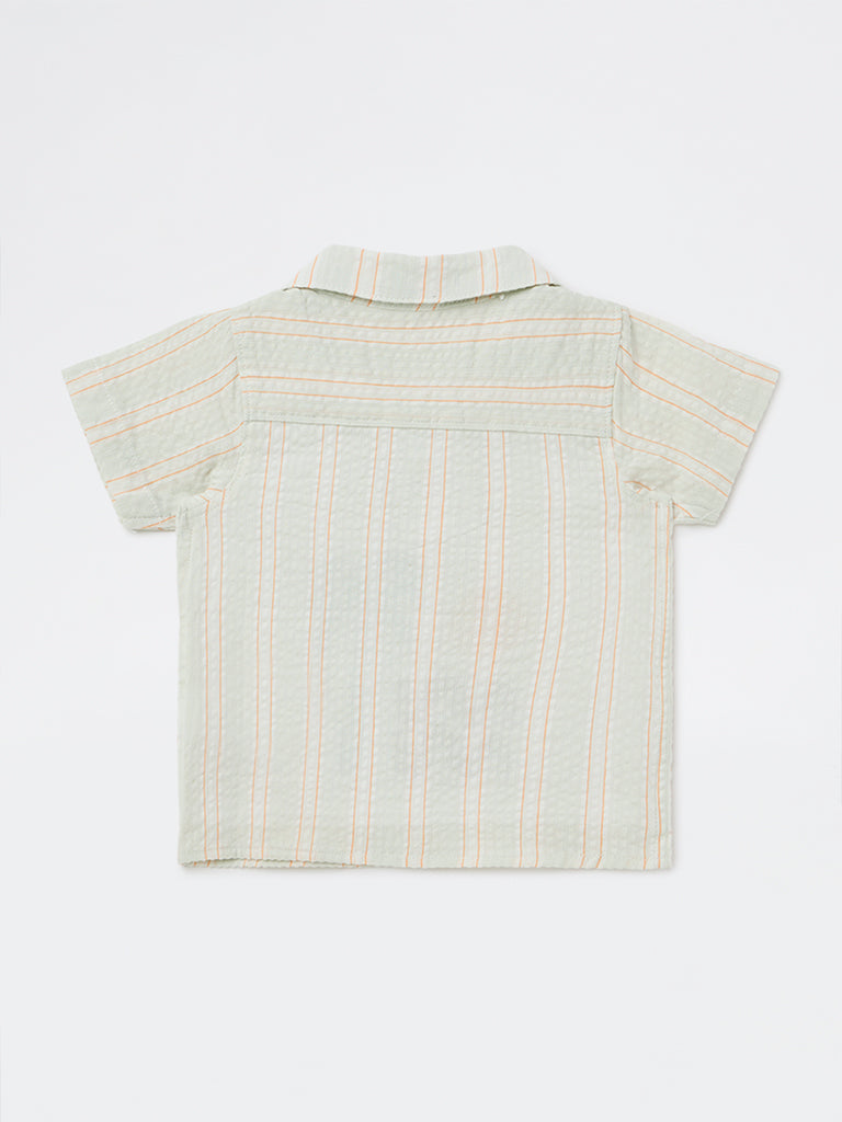 HOP Baby Boys Multicolour Striped Cotton-Blend Shirt