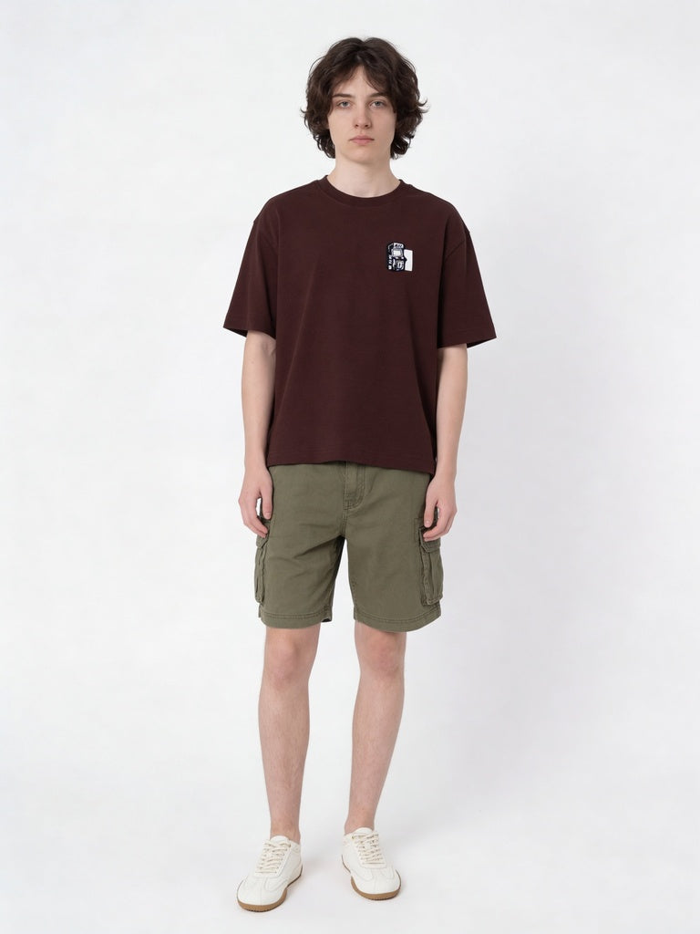 Boys Olive Cotton Linen Blend Regular Fit Shorts