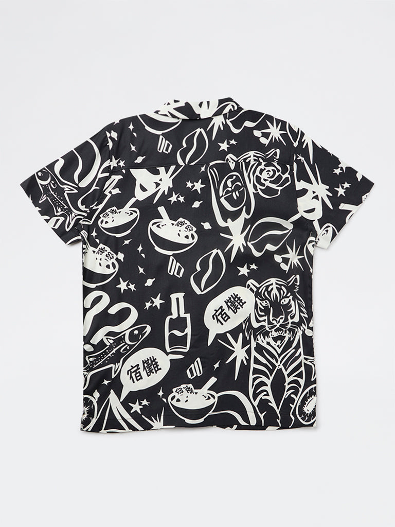 Boys Black Printed Shirt
