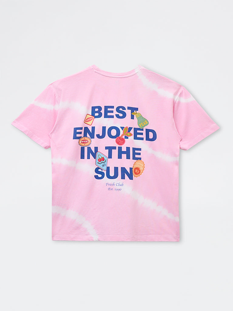 Girls Pink Tie-Dye Design Cotton T-Shirt