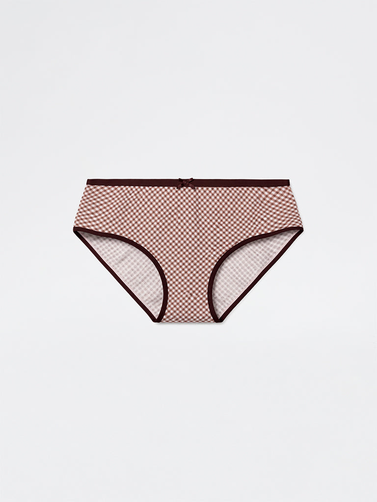 Wunderlove 3-Pack Checkered Cotton-Blend High-Rise Briefs