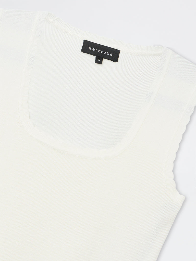 Wardrobe Ivory Ribbed-Textured Tank Top