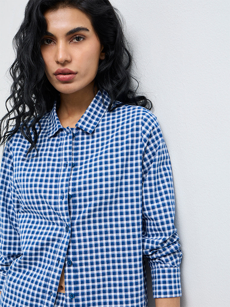 Superstar Blue Checks Cotton Shirt