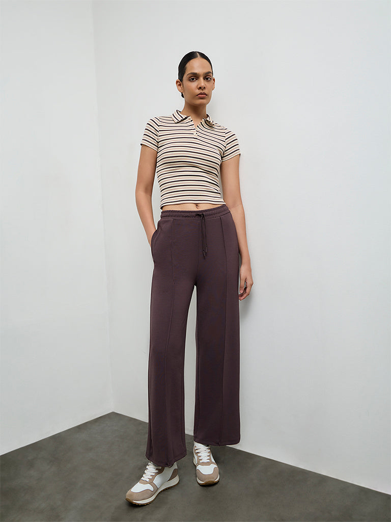 Nuoflexx Dark Brown High-Rise Track Pants