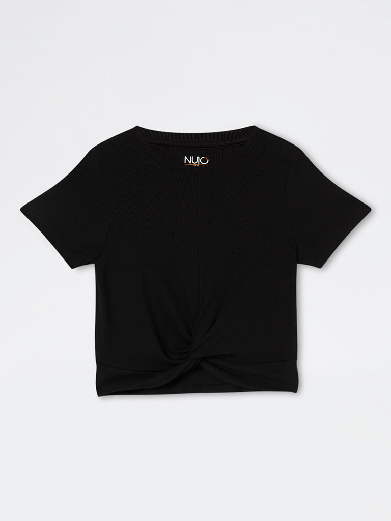 Nuoflexx Black Knot-Detailed Cotton-Blend T-Shirt