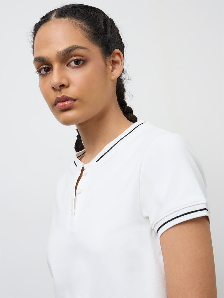 Nuoflexx Off-White Cotton-Blend T-Shirt