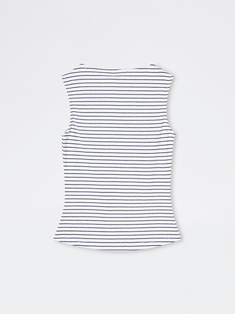 Wardrobe White Striped Cotton-Blend Top