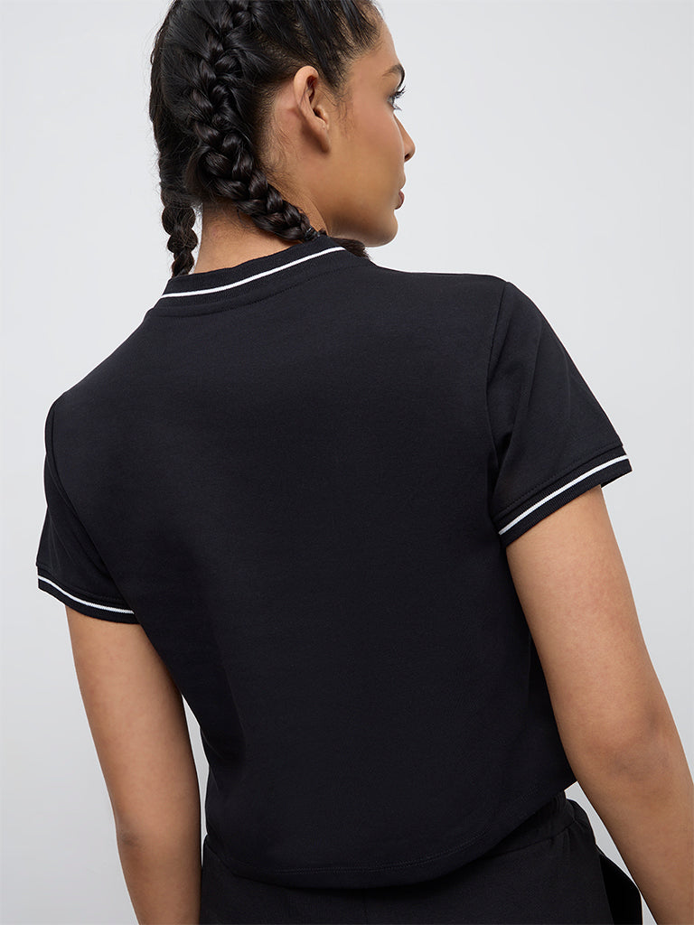 Nuoflexx Black Cotton-Blend T-Shirt