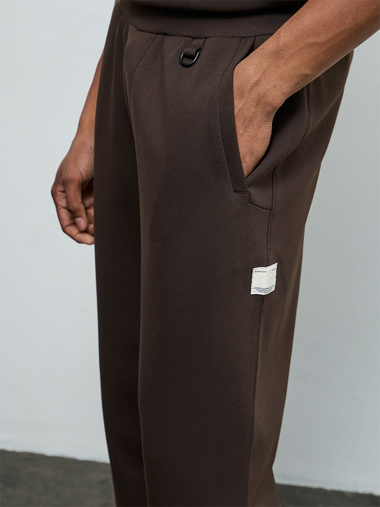 Nuoflexx Dark Brown Relaxed-Fit Mid-Rise Pants