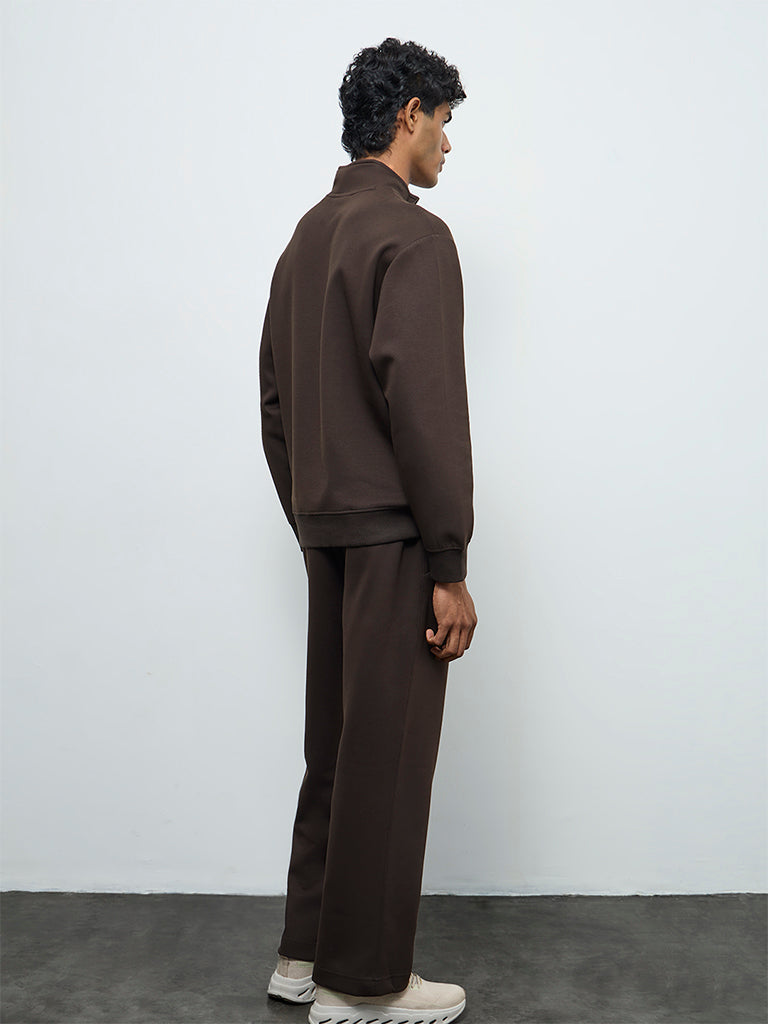 Nuoflexx Dark Brown Relaxed-Fit Mid-Rise Pants