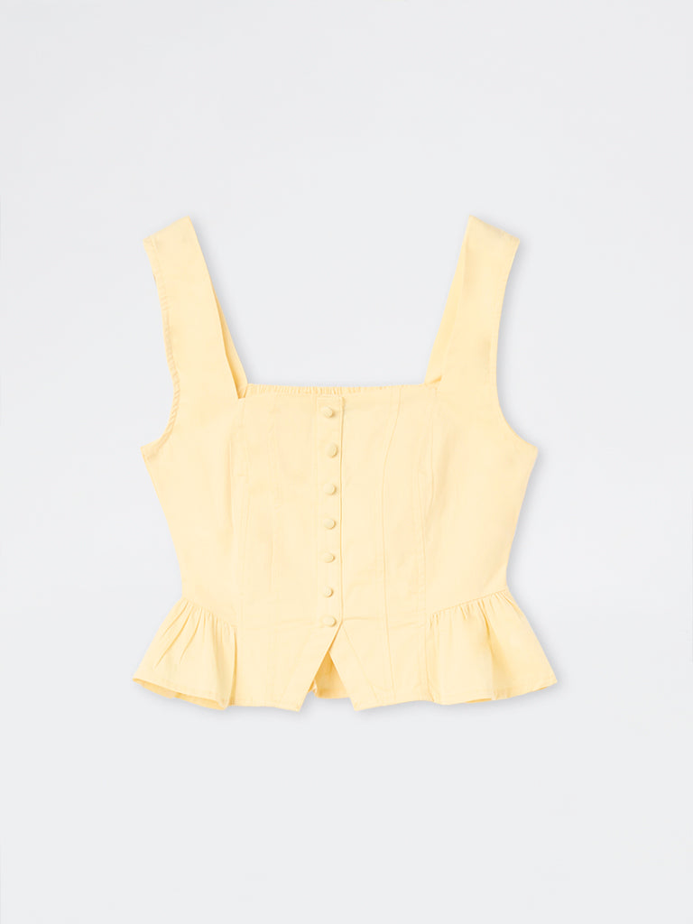 Nuon Yellow Cotton-Blend Top