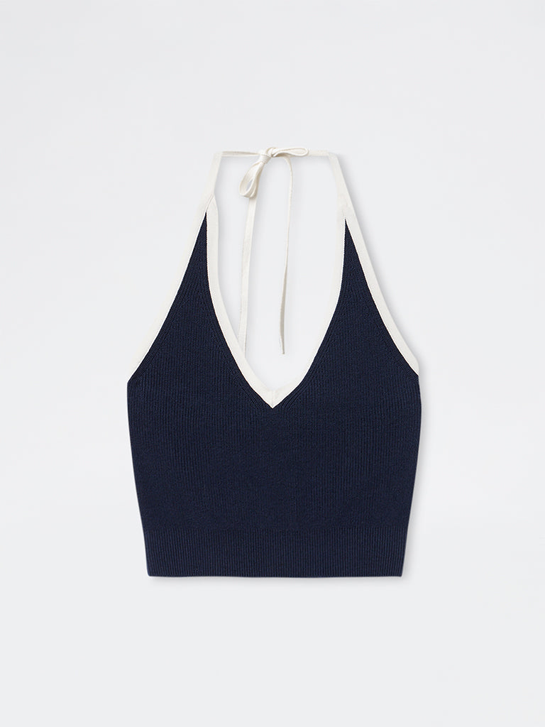Nuon Navy Ribbed Top