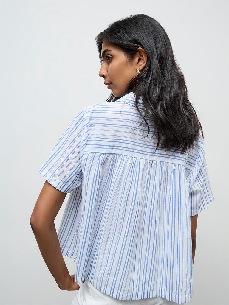 LOV White Striped Cotton Blouse