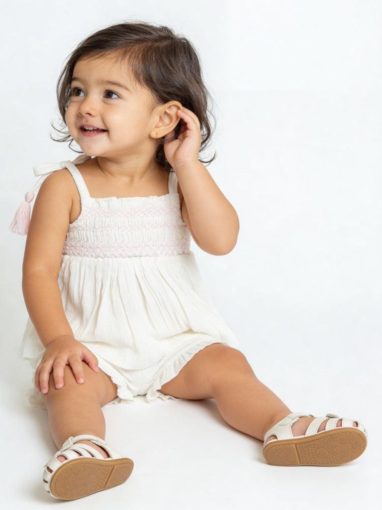 HOP Baby Girls White Top with Shorts Set