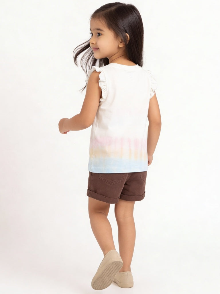 HOP Kids Girls Dark Brown High-Rise Denim Shorts