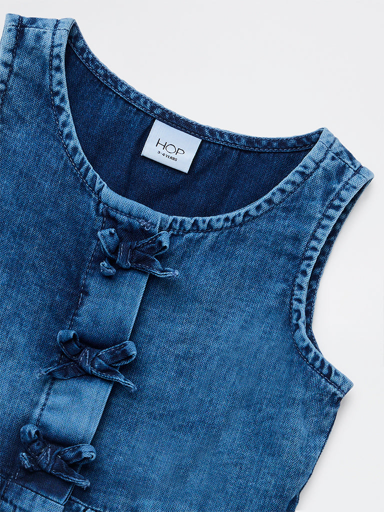 HOP Kids Girls Blue Faded Denim Peplum Top