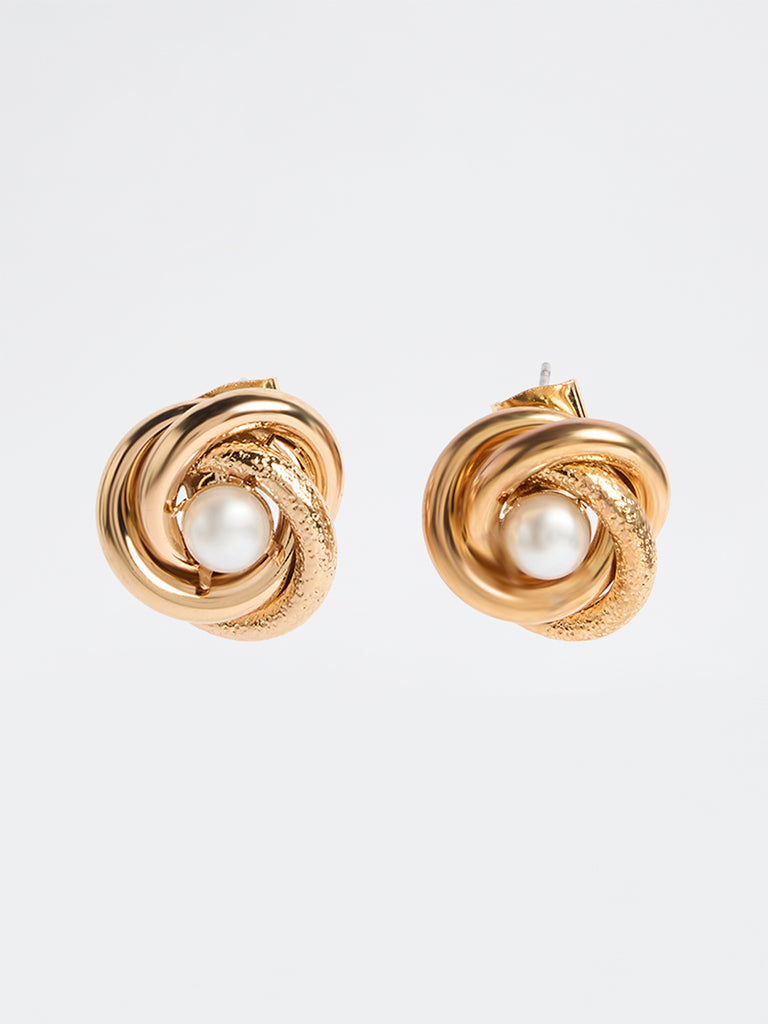 Westside Accessories Gold Pearl Stud Earrings