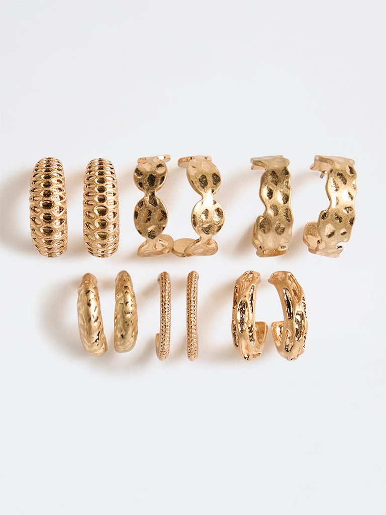 Westside Accessories Gold Multi Hoop Earrings - Pack of 6