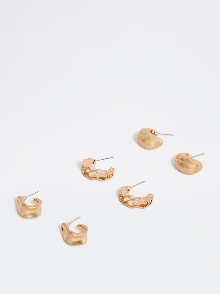 Westside Accessories Gold Multi Hoop Earrings - Pack of 3