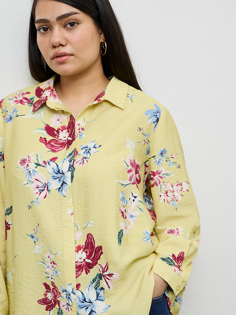 Gia Light Yellow Floral Printed Shirt