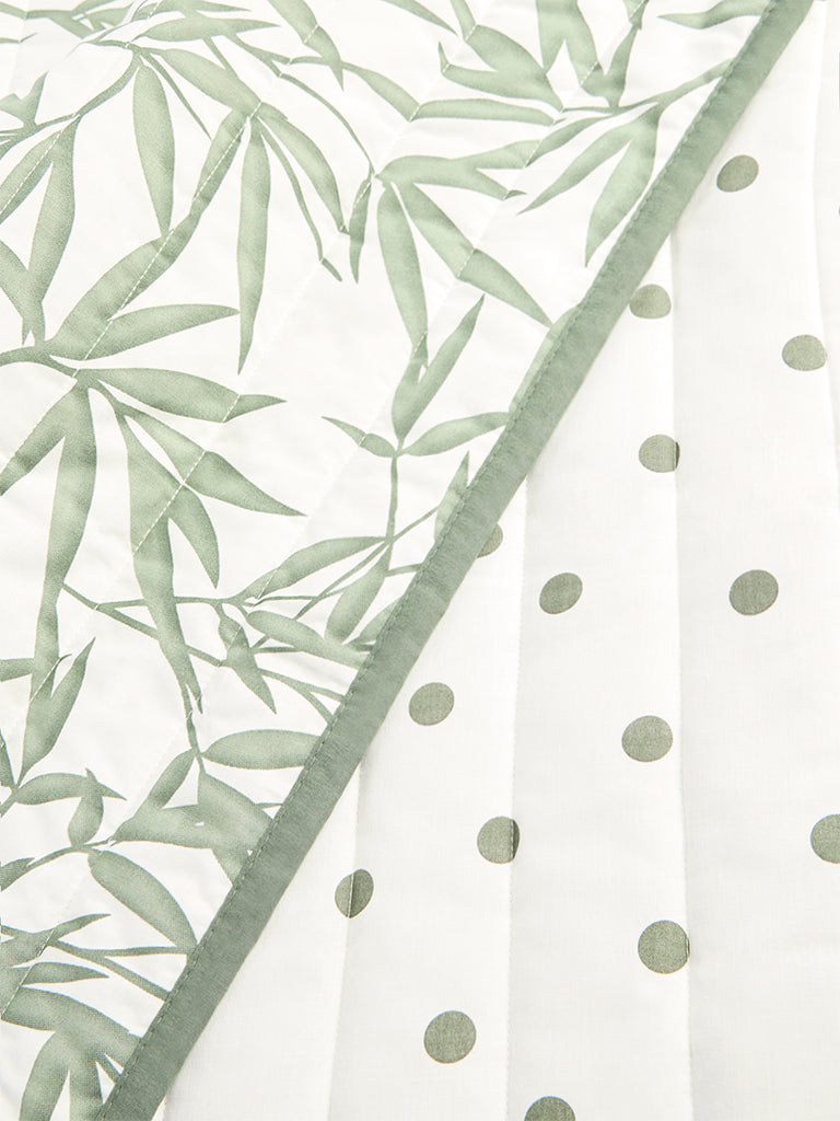 Westside Home Green Bamboo Leaf Reversible Single Bed Comforter