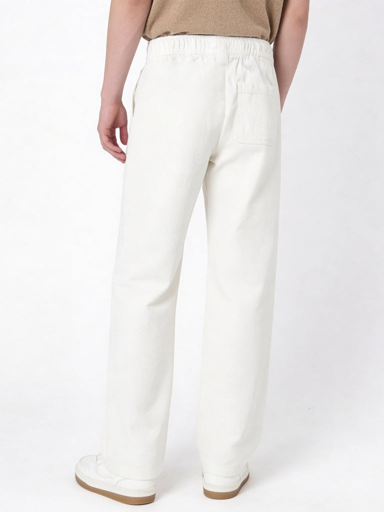 Boys Off-White Mid-Rise Cotton Pants