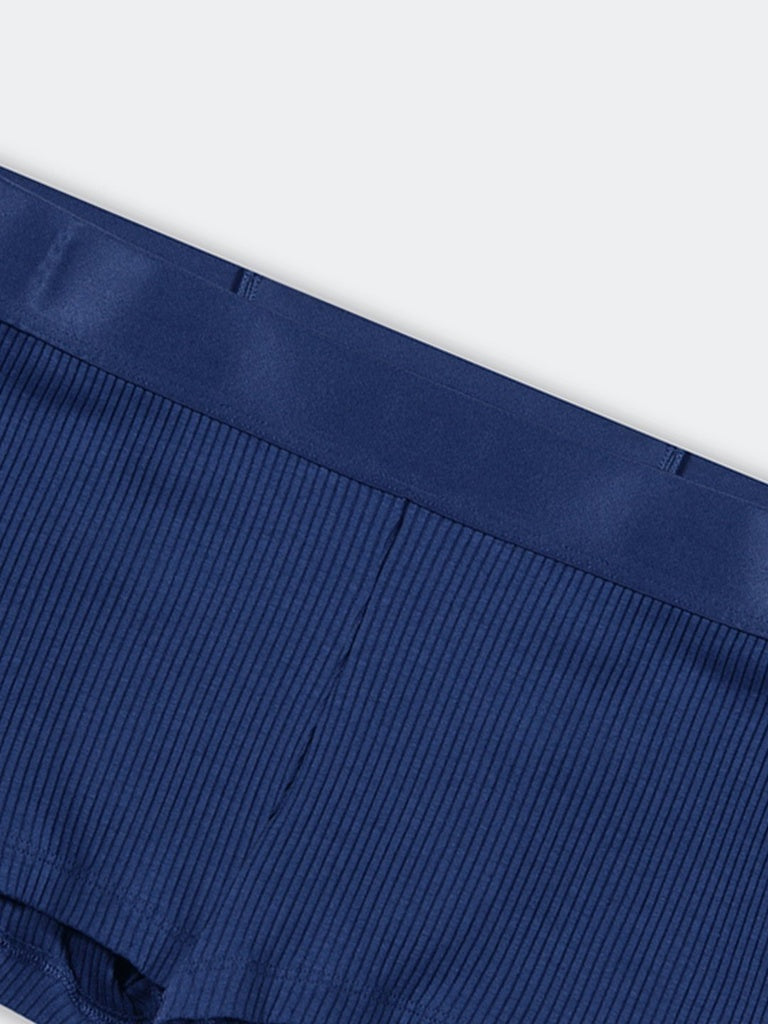 Superstar Blue Ribbed-Textured Cotton-Blend Boy Shorts Briefs