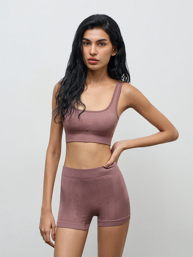 Superstar Dusty Taupe Cable-Knit Seamfree Boy Shorts Briefs