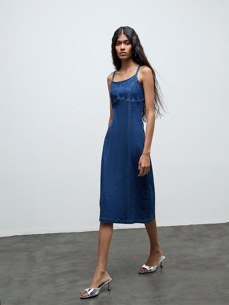 Nuon Dark Blue Denim Bodycon Dress
