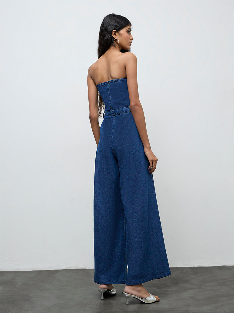 Nuon Dark Blue Denim Jumpsuit with Belt