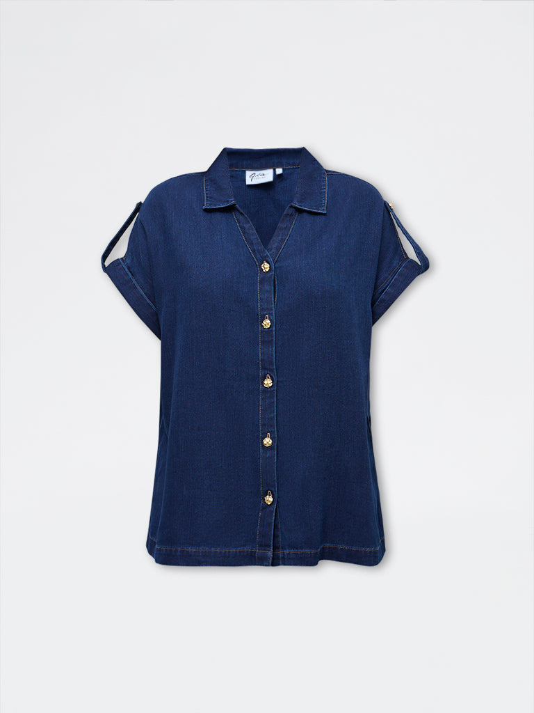 Gia Dark Blue Denim Shirt