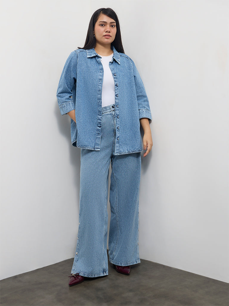 Gia Blue Denim Acid Wash Shirt