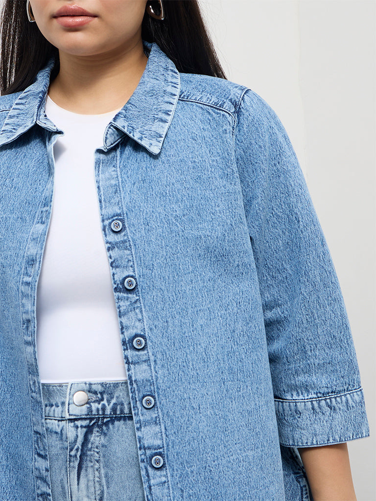 Gia Blue Denim Acid Wash Shirt