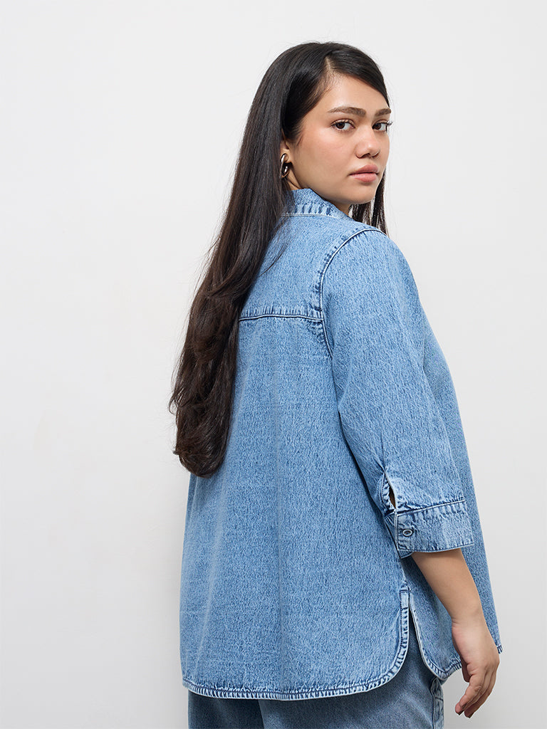 Gia Blue Denim Acid Wash Shirt
