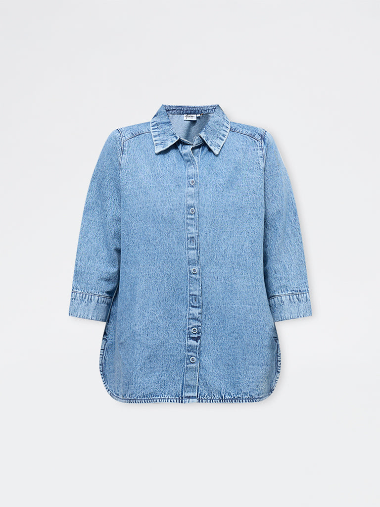 Gia Blue Denim Acid Wash Shirt