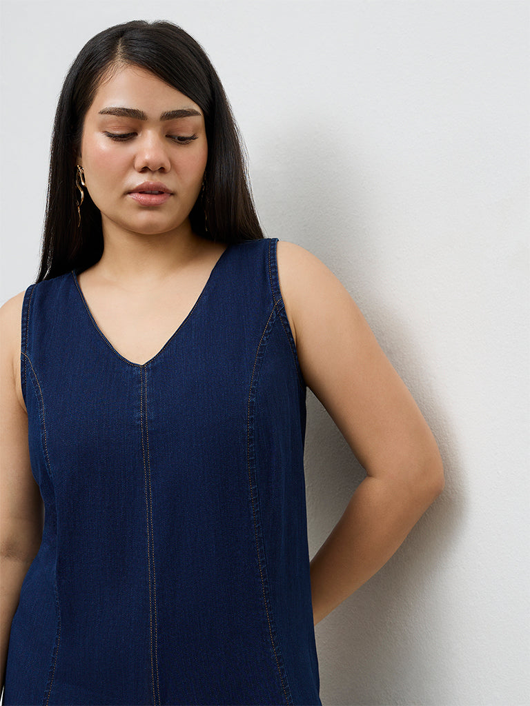 Gia Dark Blue Denim A-Line Dress
