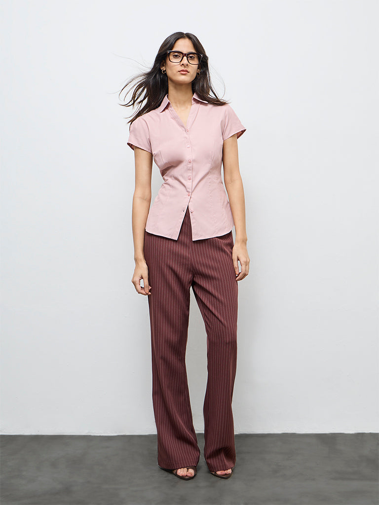 Wardrobe Dusty Pink Solid Shirt