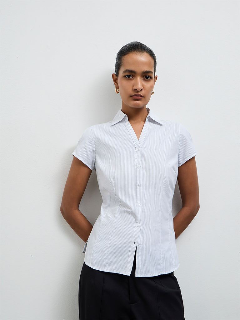 Wardrobe White Pinstriped Shirt
