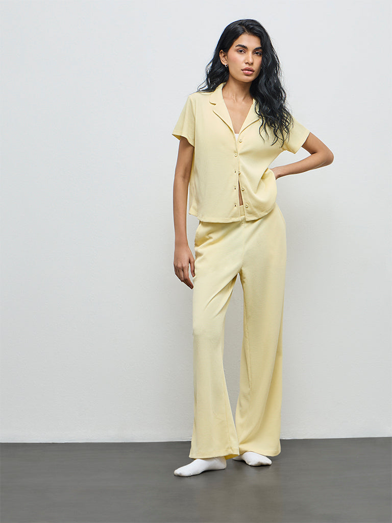 Superstar Yellow Waffle-Textured Shirt