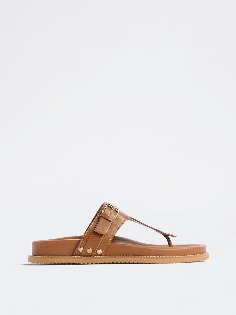 LUNA BLU Tan Thong-Strap Sandals