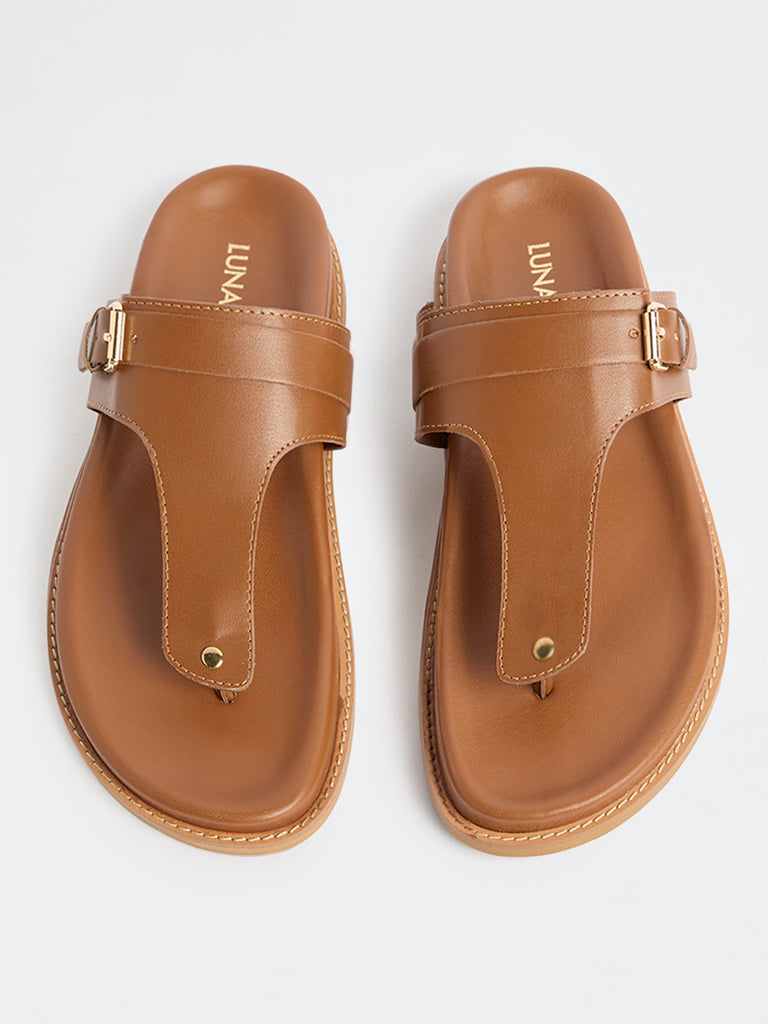 LUNA BLU Tan Thong-Strap Sandals