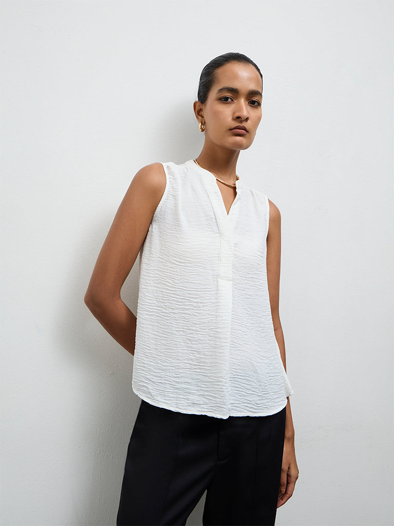 Wardrobe Ivory Crinkle-Textured Blouse