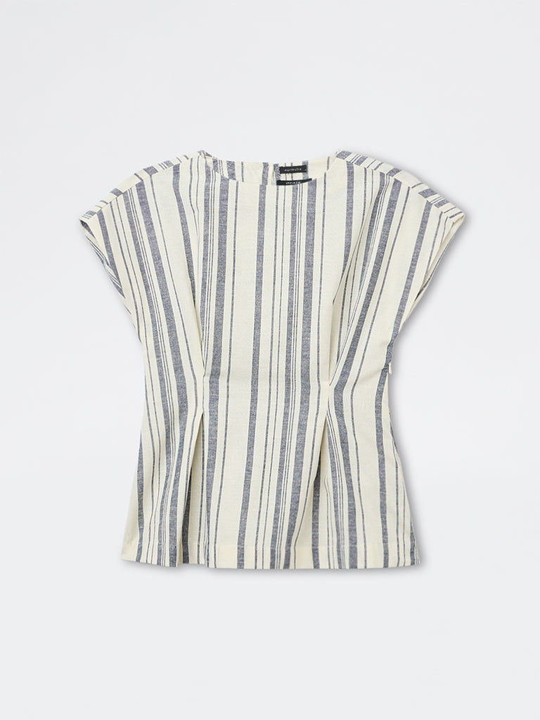 Wardrobe Ivory Striped Cotton-Blend Top