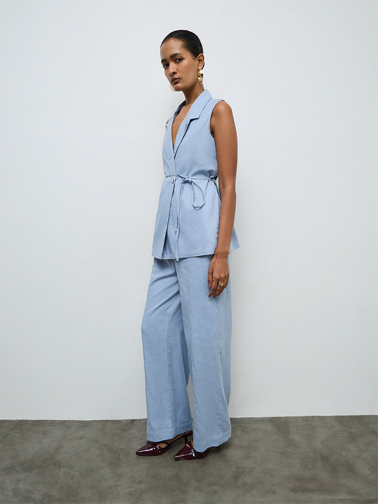 Wardrobe Dusty Blue High-Rise Trousers