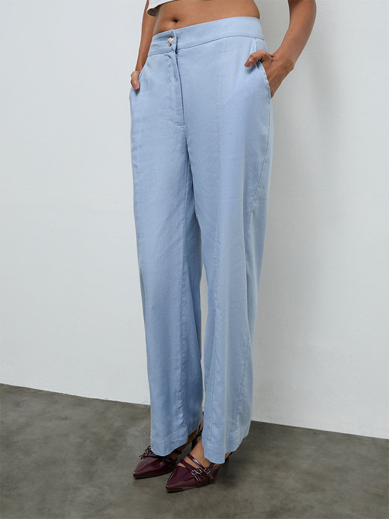 Wardrobe Dusty Blue High-Rise Trousers