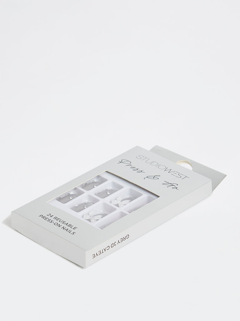 Studiowest Multicolour Silver Cat-Eye Press-On Nail Set