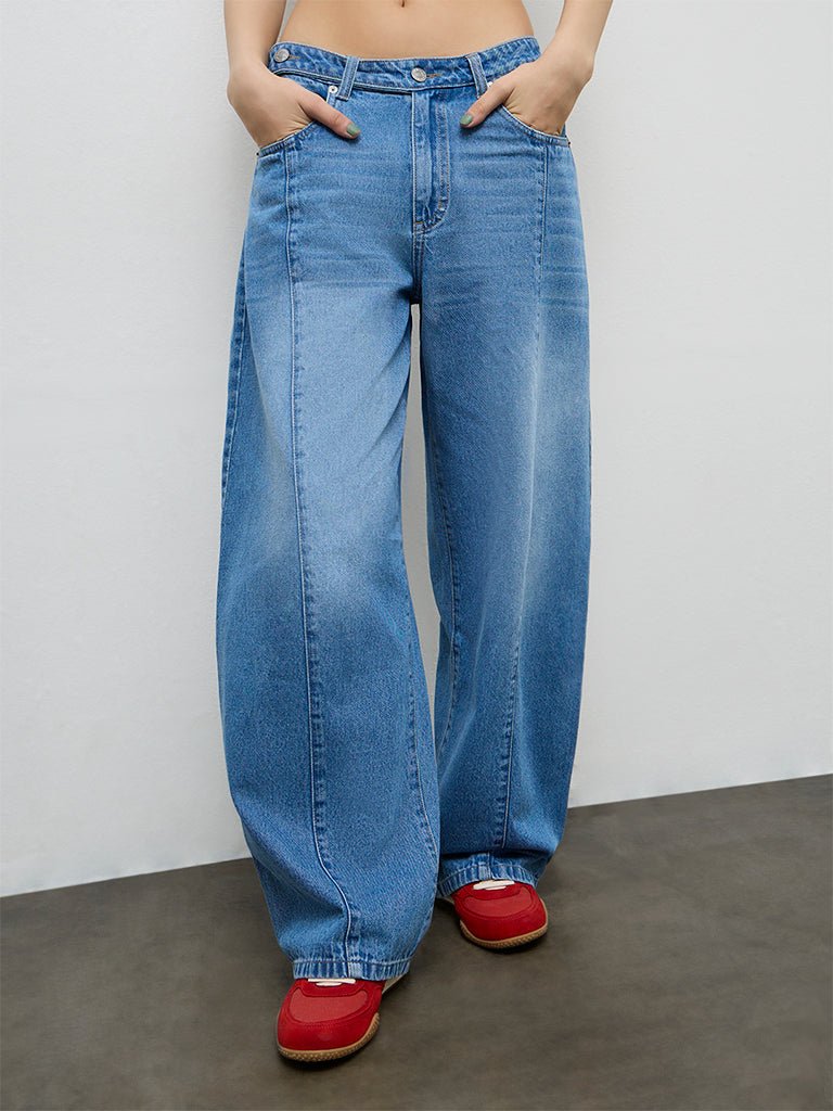 Nuon Blue Washed High-Rise Jeans
