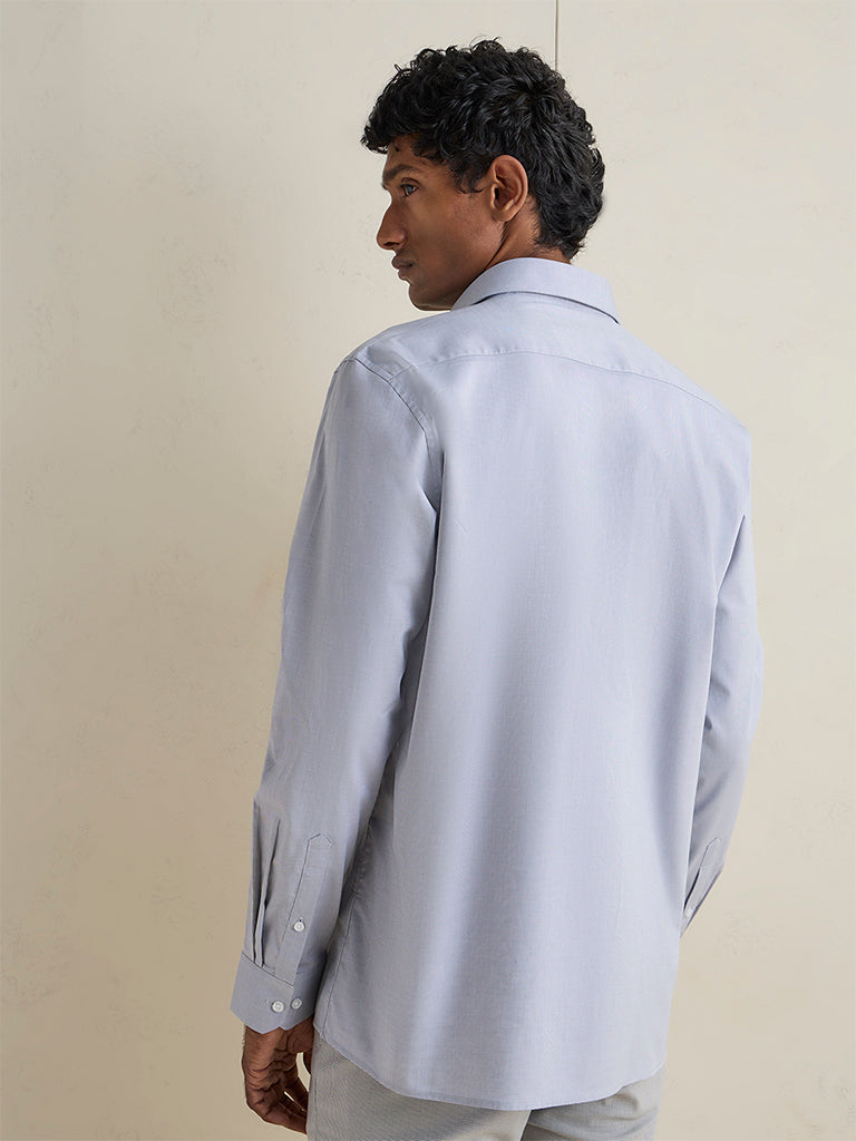 WES Formals Grey Slim-Fit Cotton Shirt
